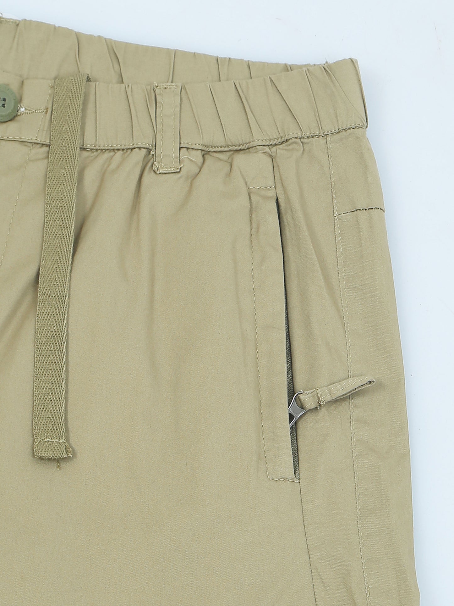 Olive Elasticated Waist Zip Pocket Stretchable Lounge Pants