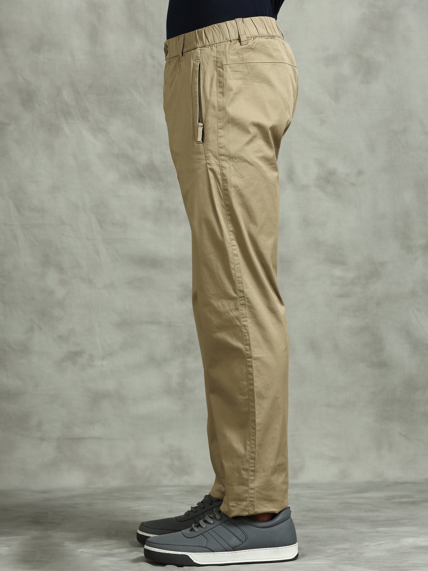 Olive Elasticated Waist Zip Pocket Stretchable Lounge Pants
