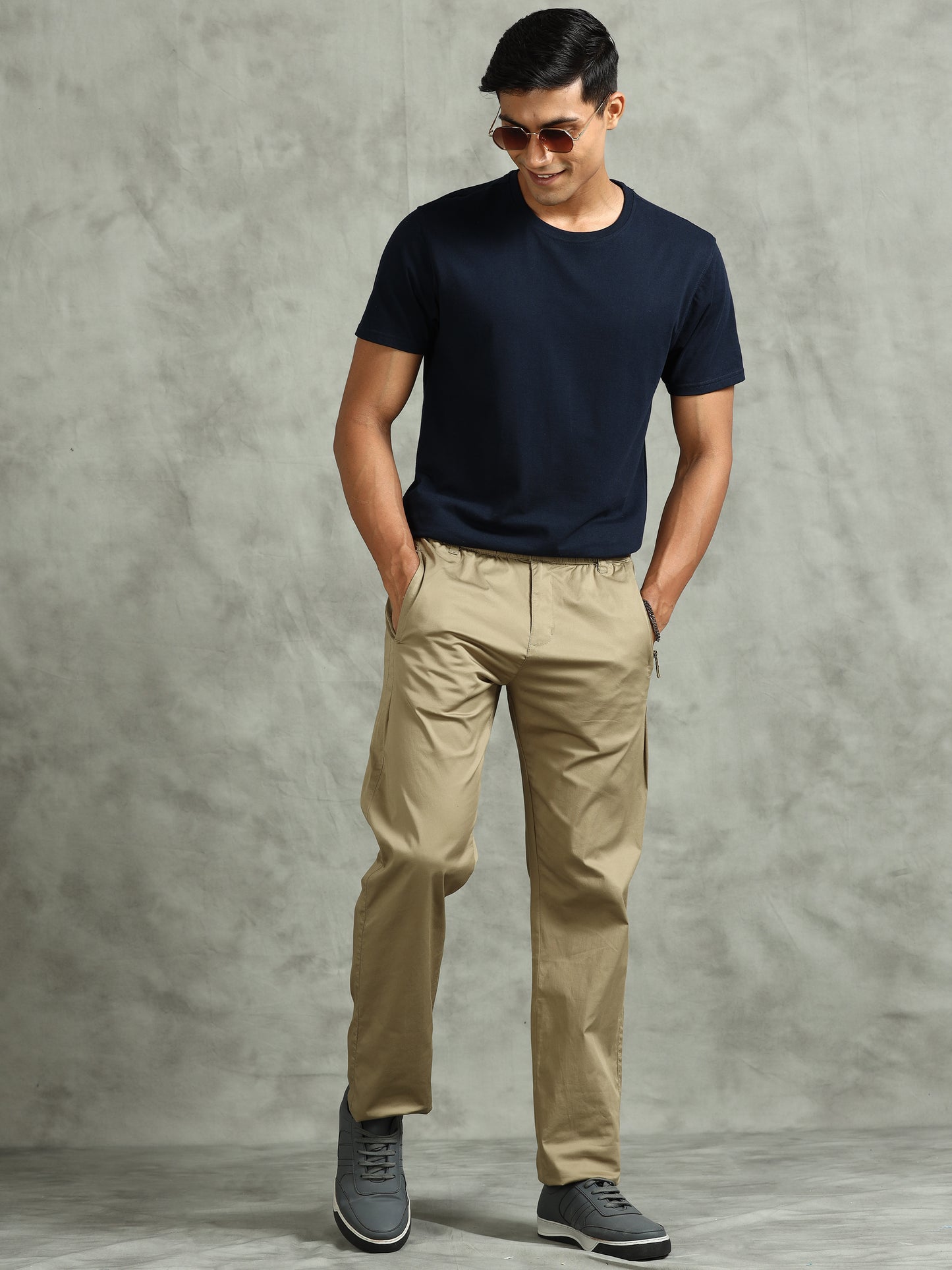 Olive Elasticated Waist Zip Pocket Stretchable Lounge Pants