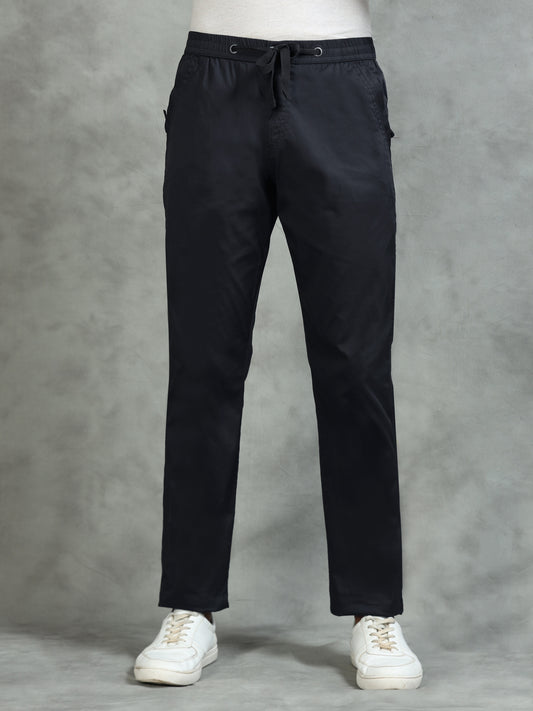 Elasticated Waist Zip Pocket Stretchable Navy Lounge Pants
