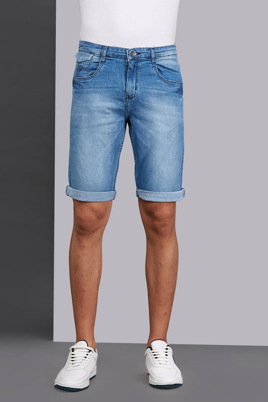 Stretchable Light Blue Denim Shorts