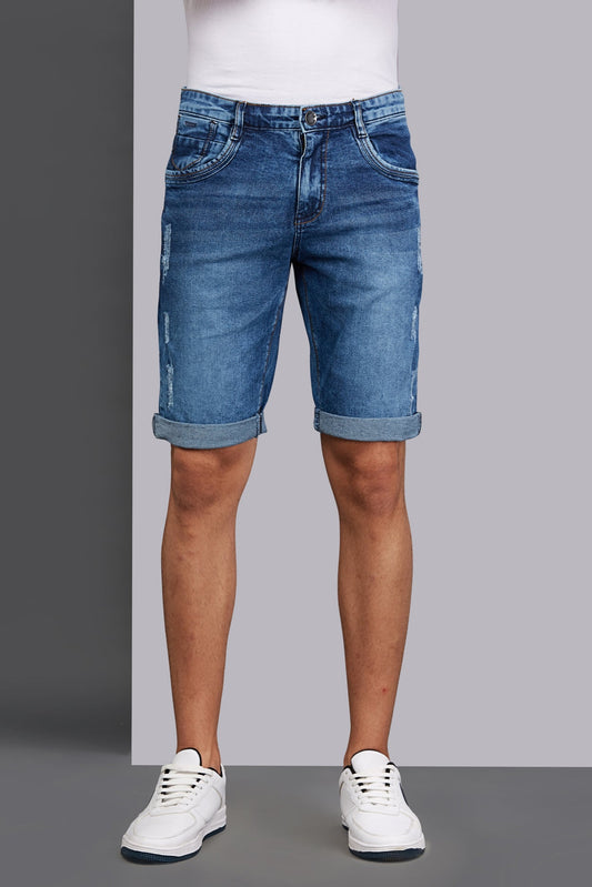 Stretchable Dark Blue Denim Shorts