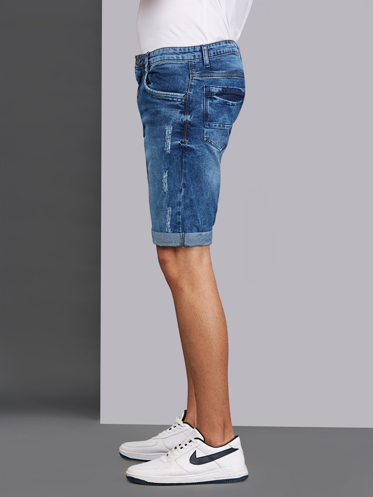 Stretchable Dark Blue Denim Shorts