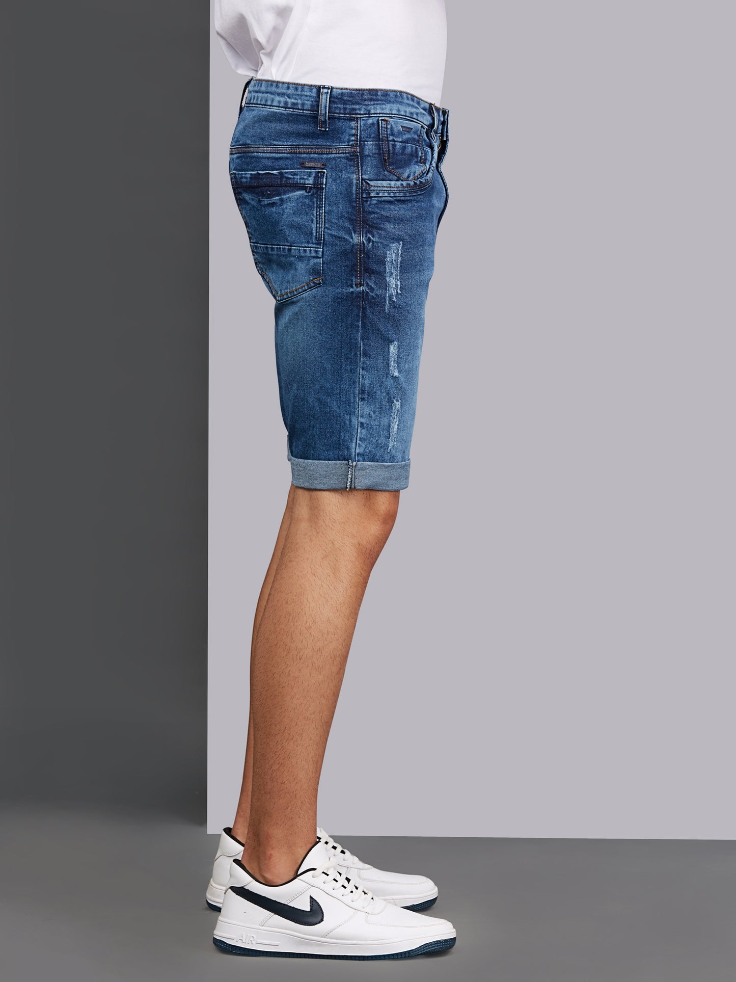 Stretchable Dark Blue Denim Shorts