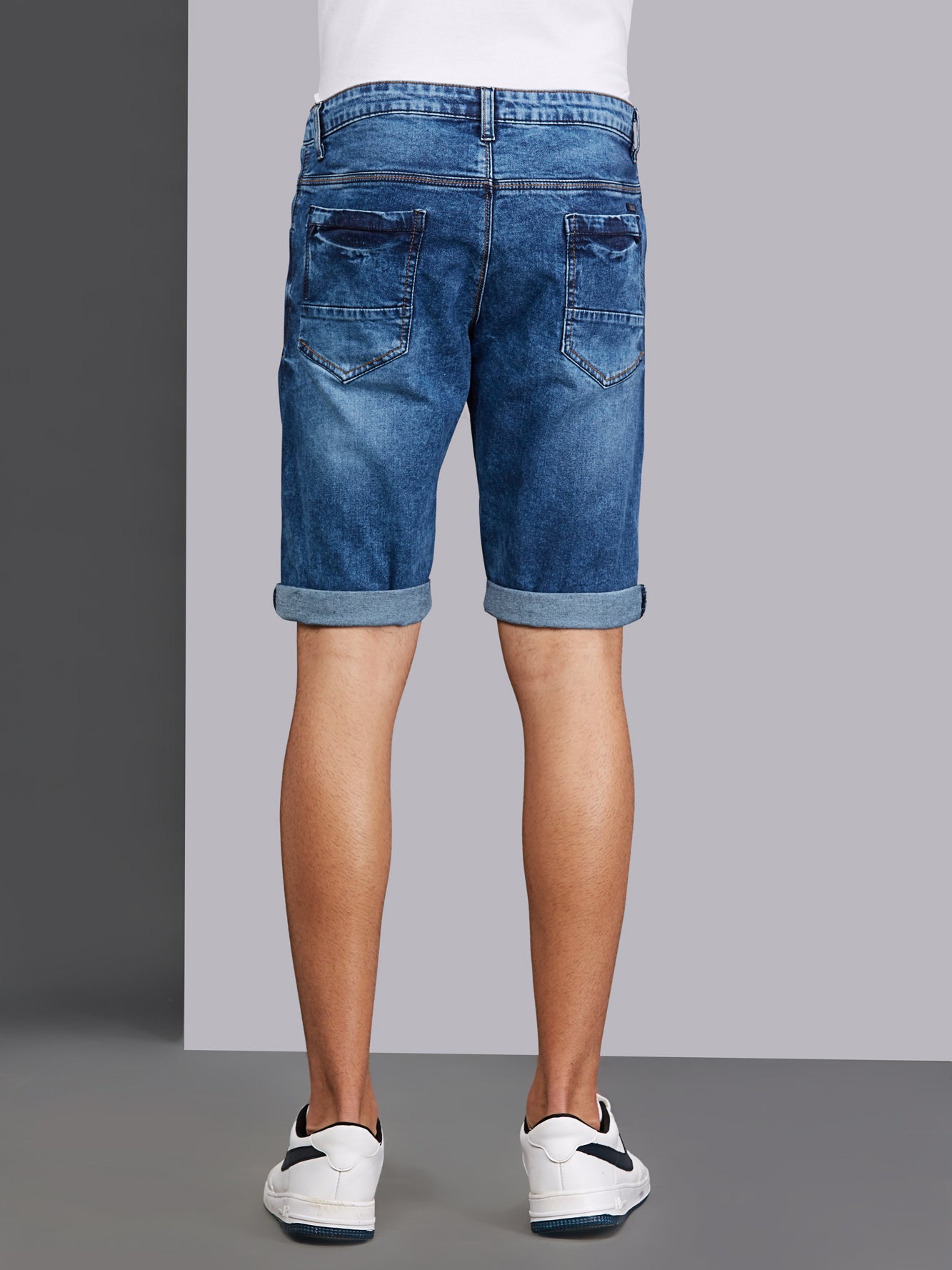 Stretchable Dark Blue Denim Shorts