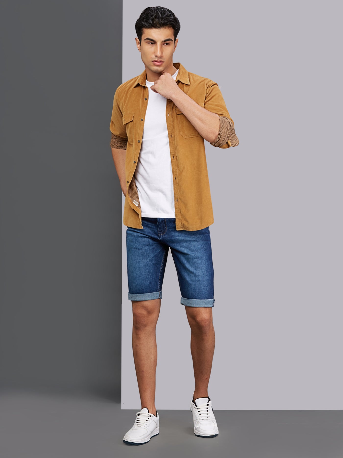 Stretchable Dark Blue Denim Shorts