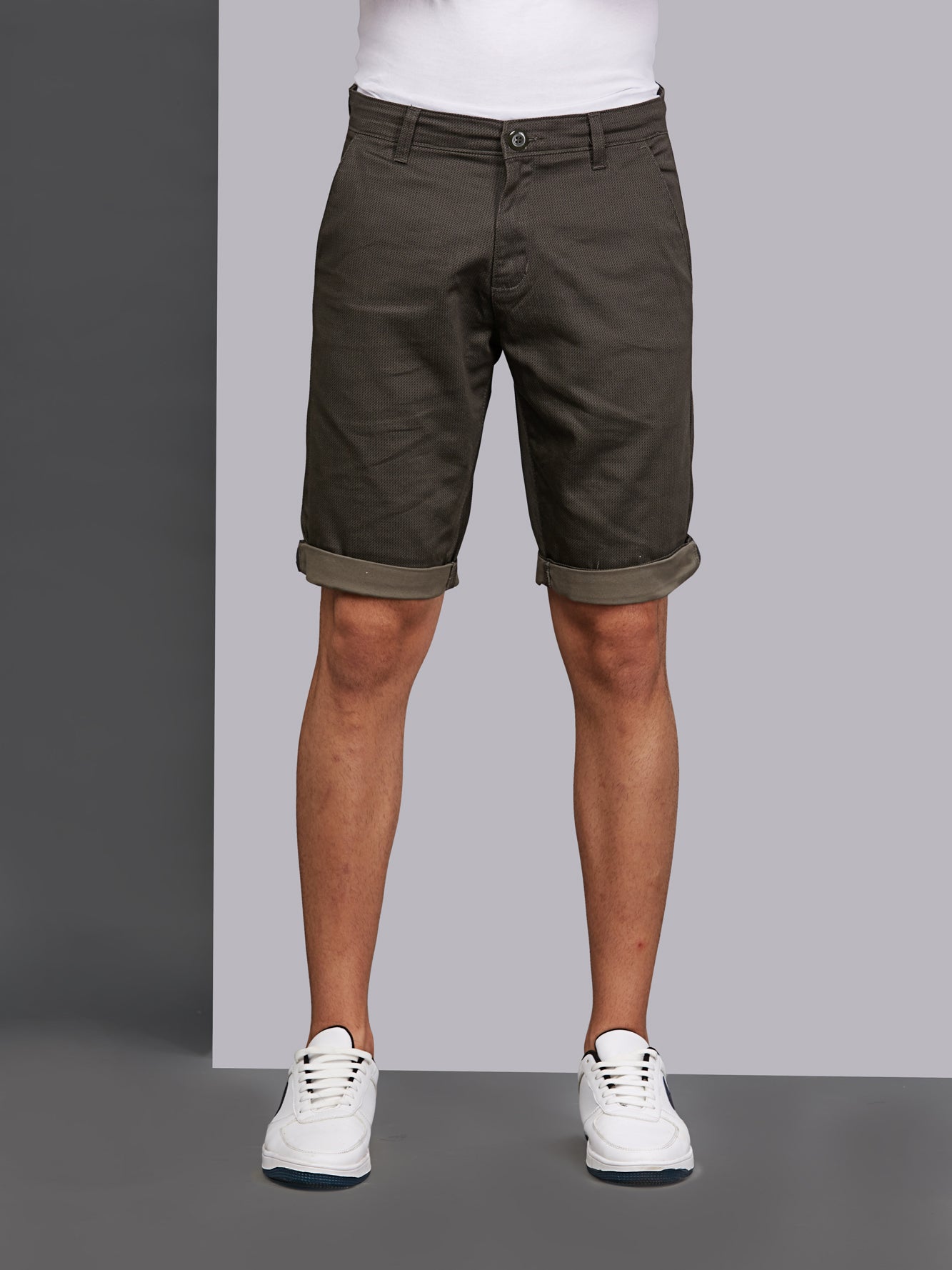 Printed Olive Stretchable Shorts