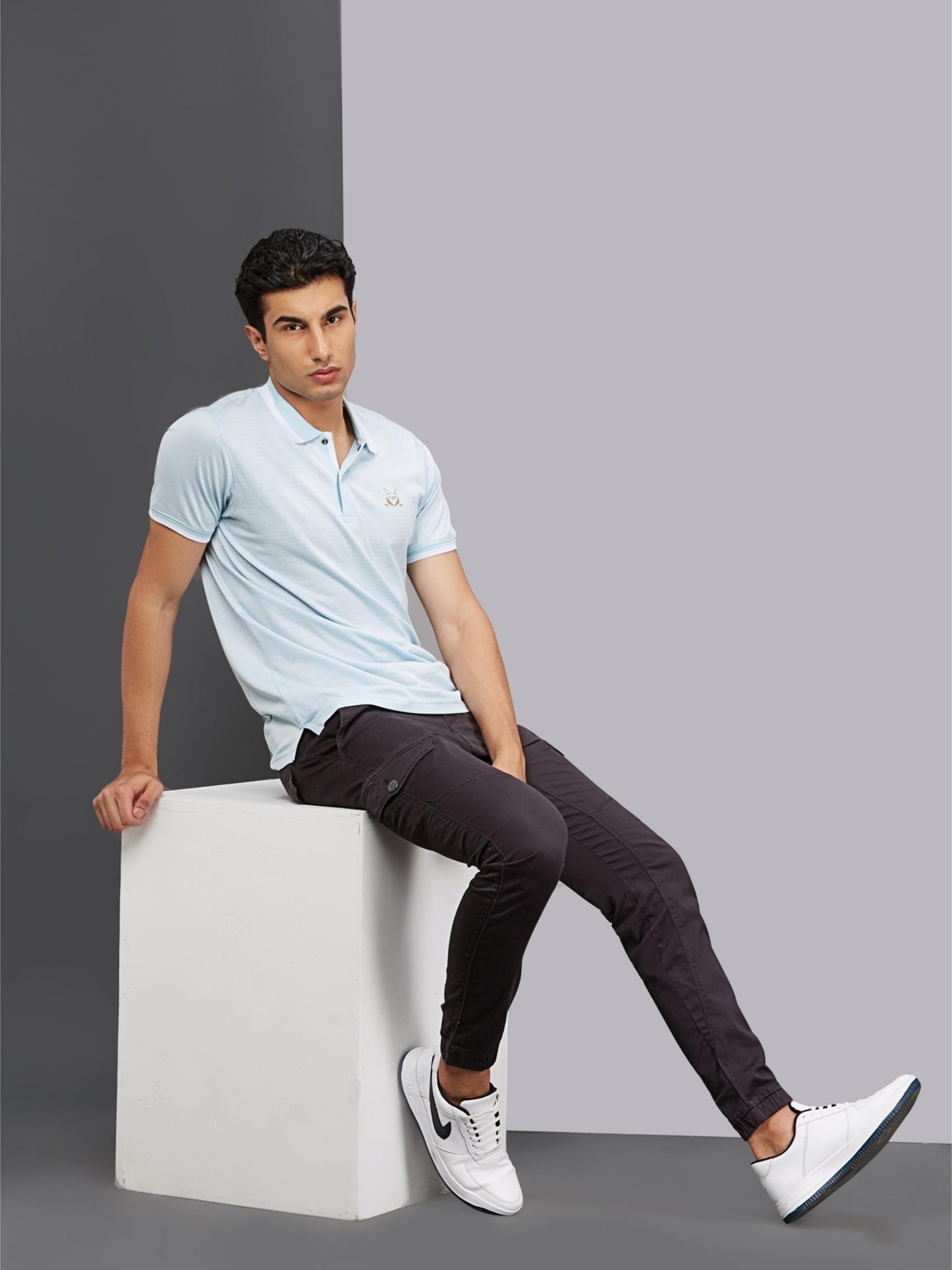 Multi Pocket Stretchable Grey Cargo
