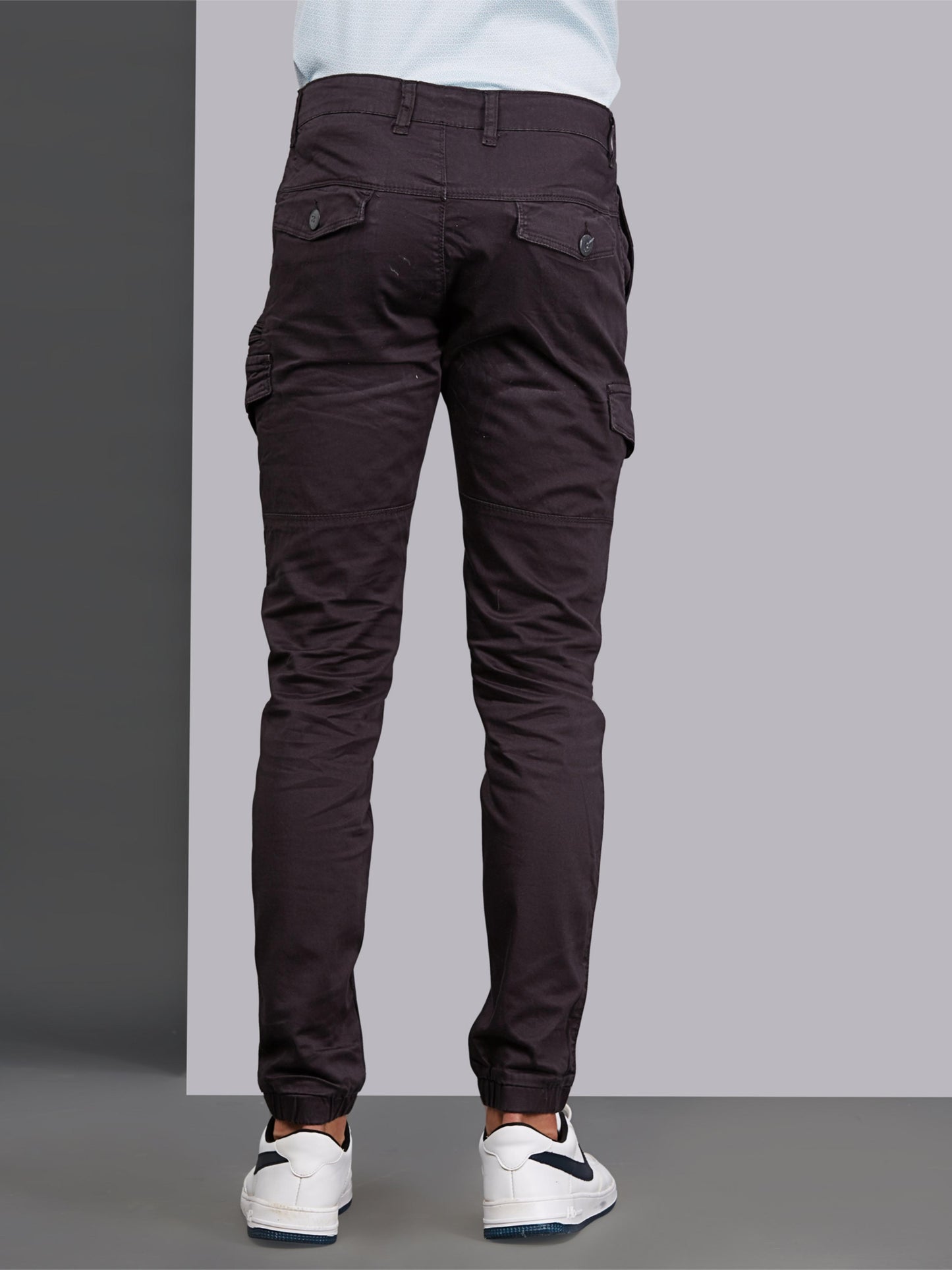 Multi Pocket Stretchable Grey Cargo