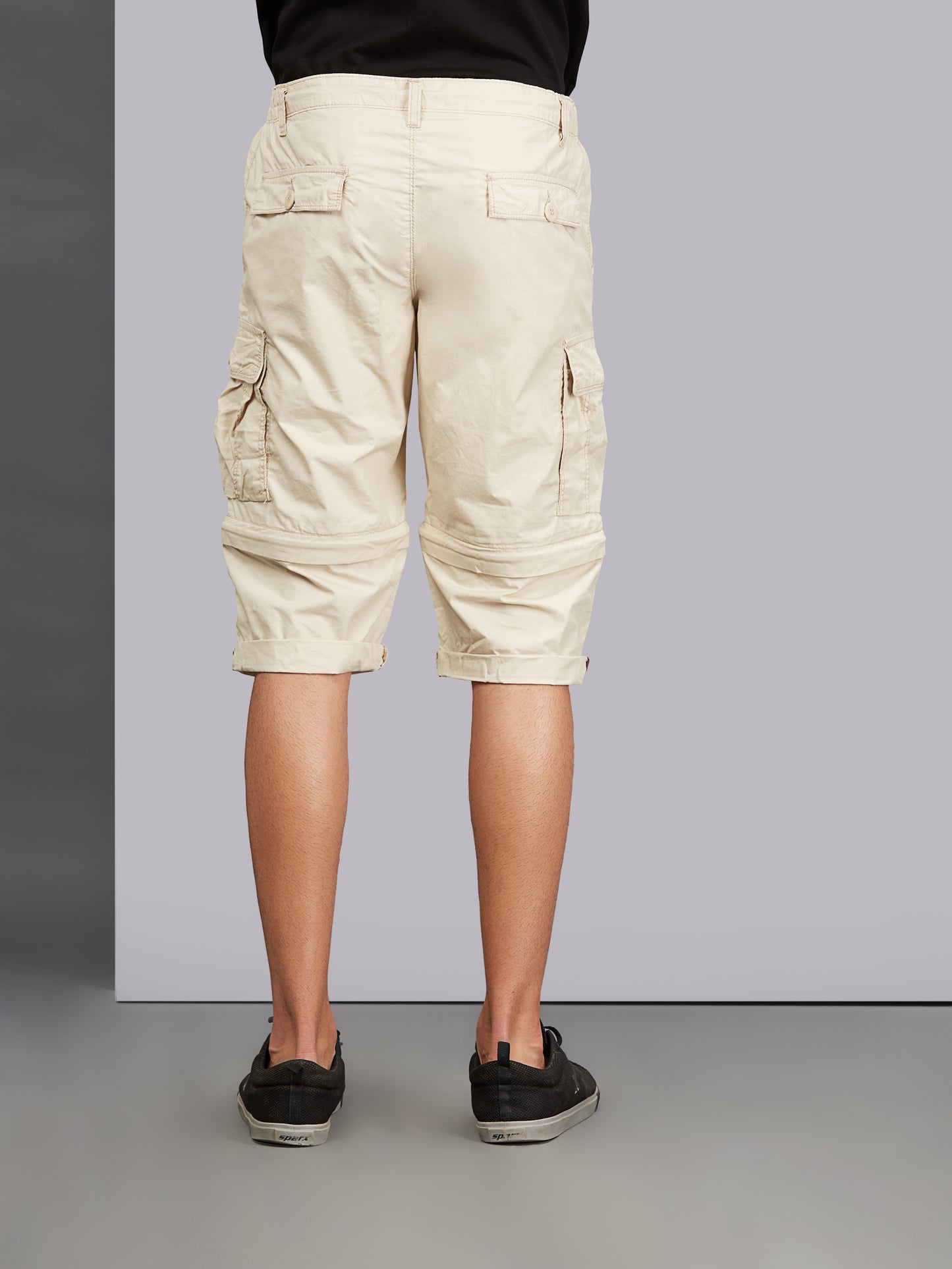 Detachable Cargo Pocket Beige Shorts