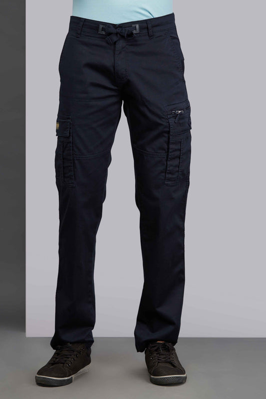 Zip Pocket Stretchable Navy Cargo