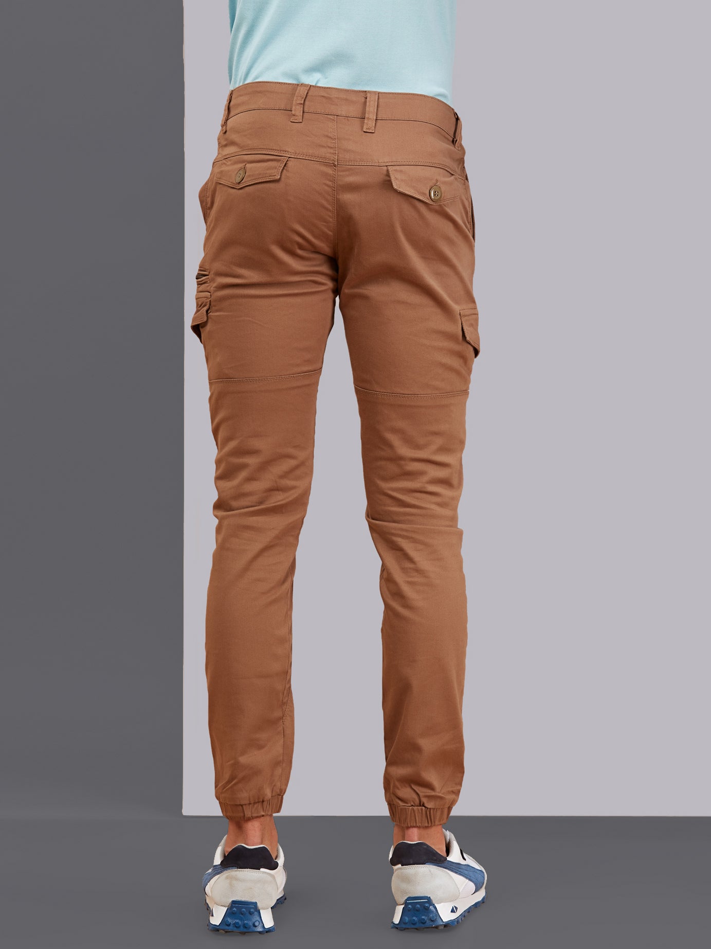 Multi Pocket Stretchable Brown Cargo