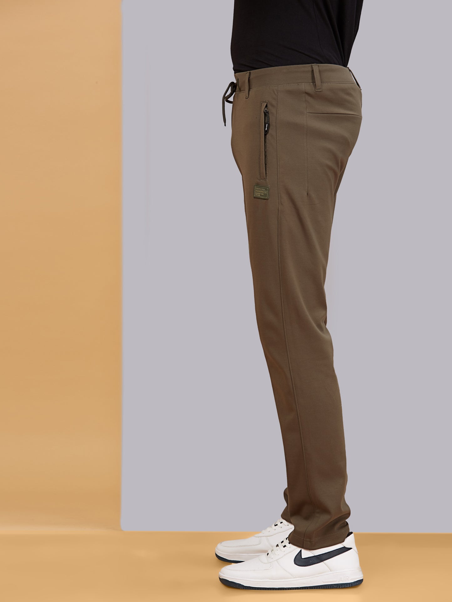 Men Printed Stretchable Track Pant-Grey Milange
