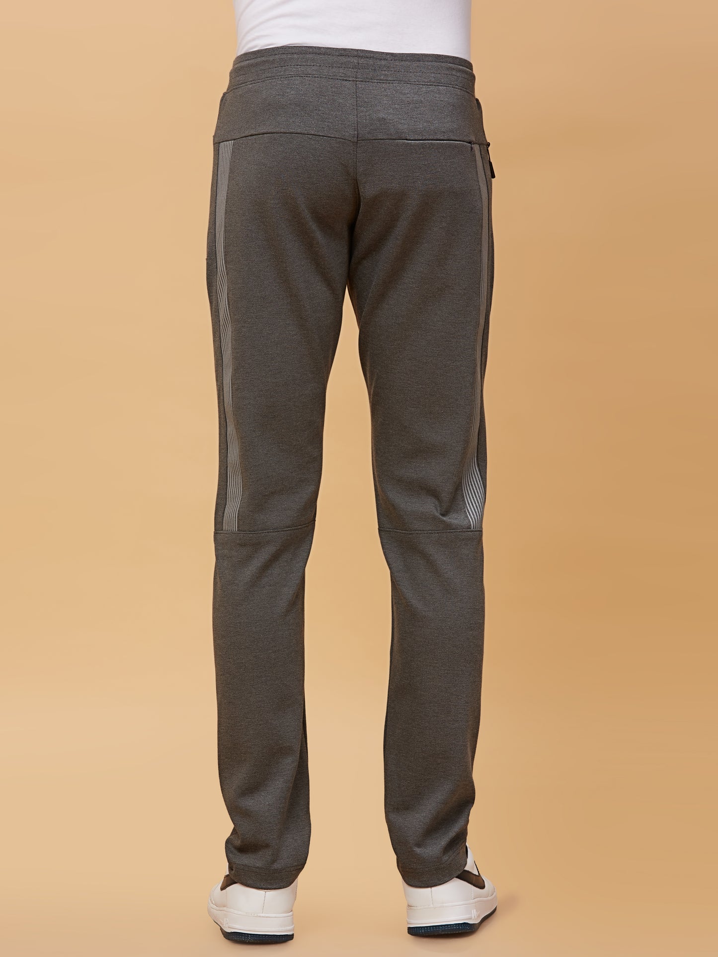 Men Printed Stretchable Track Pant-Grey Milange