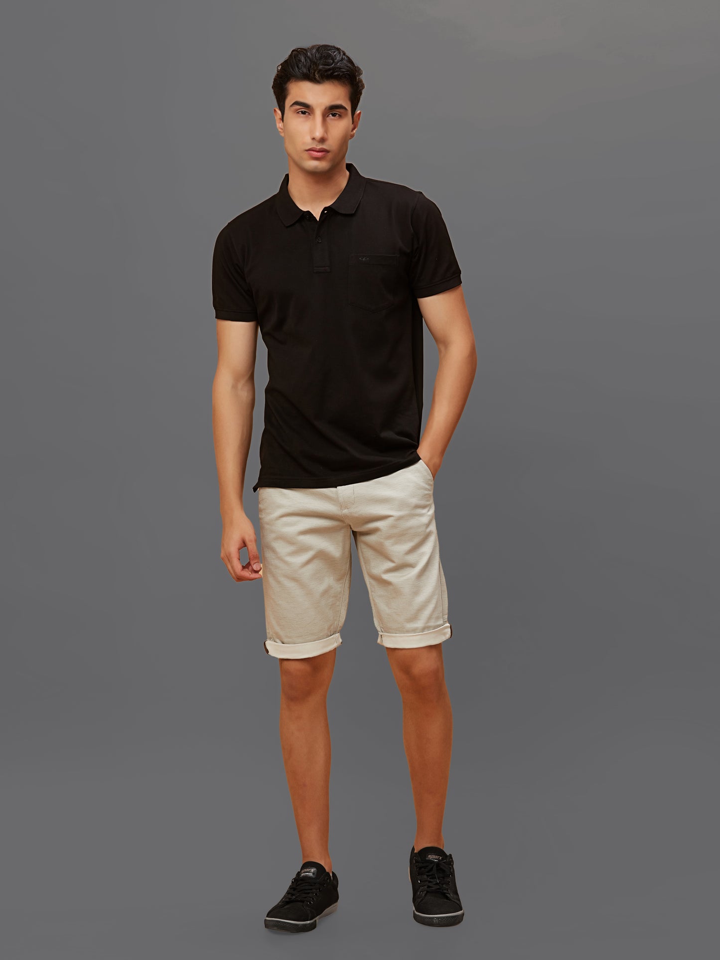 Printed Beige Stretchable Shorts