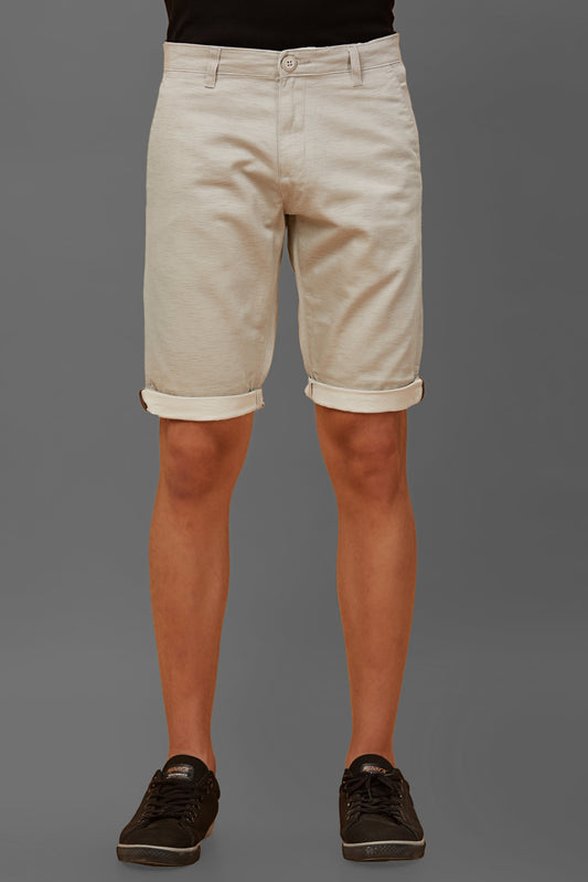 Printed Beige Stretchable Shorts