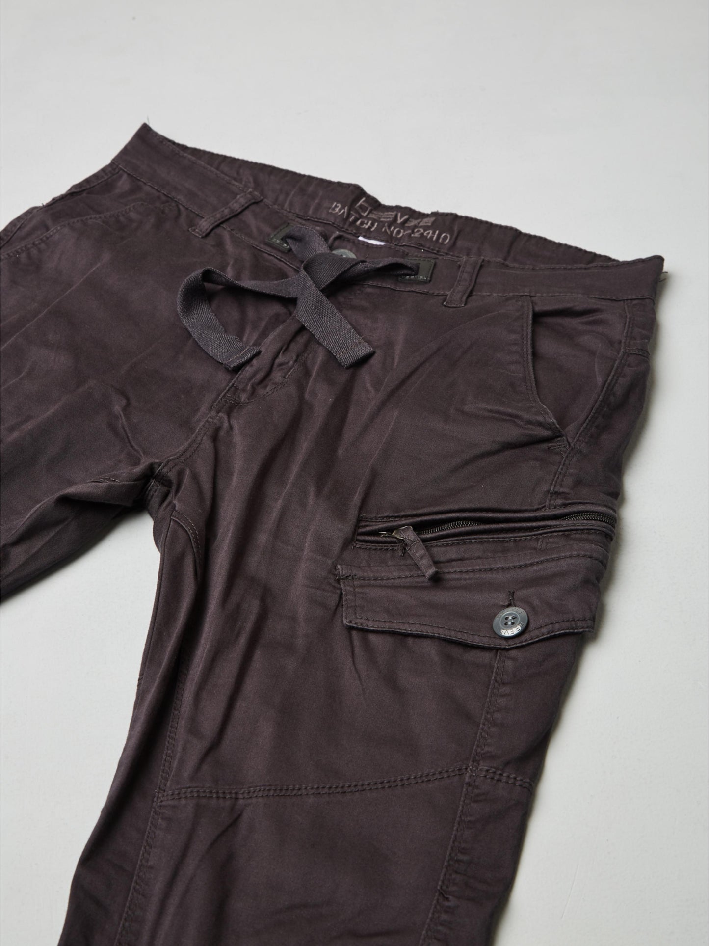 Multi Pocket Stretchable Grey Cargo