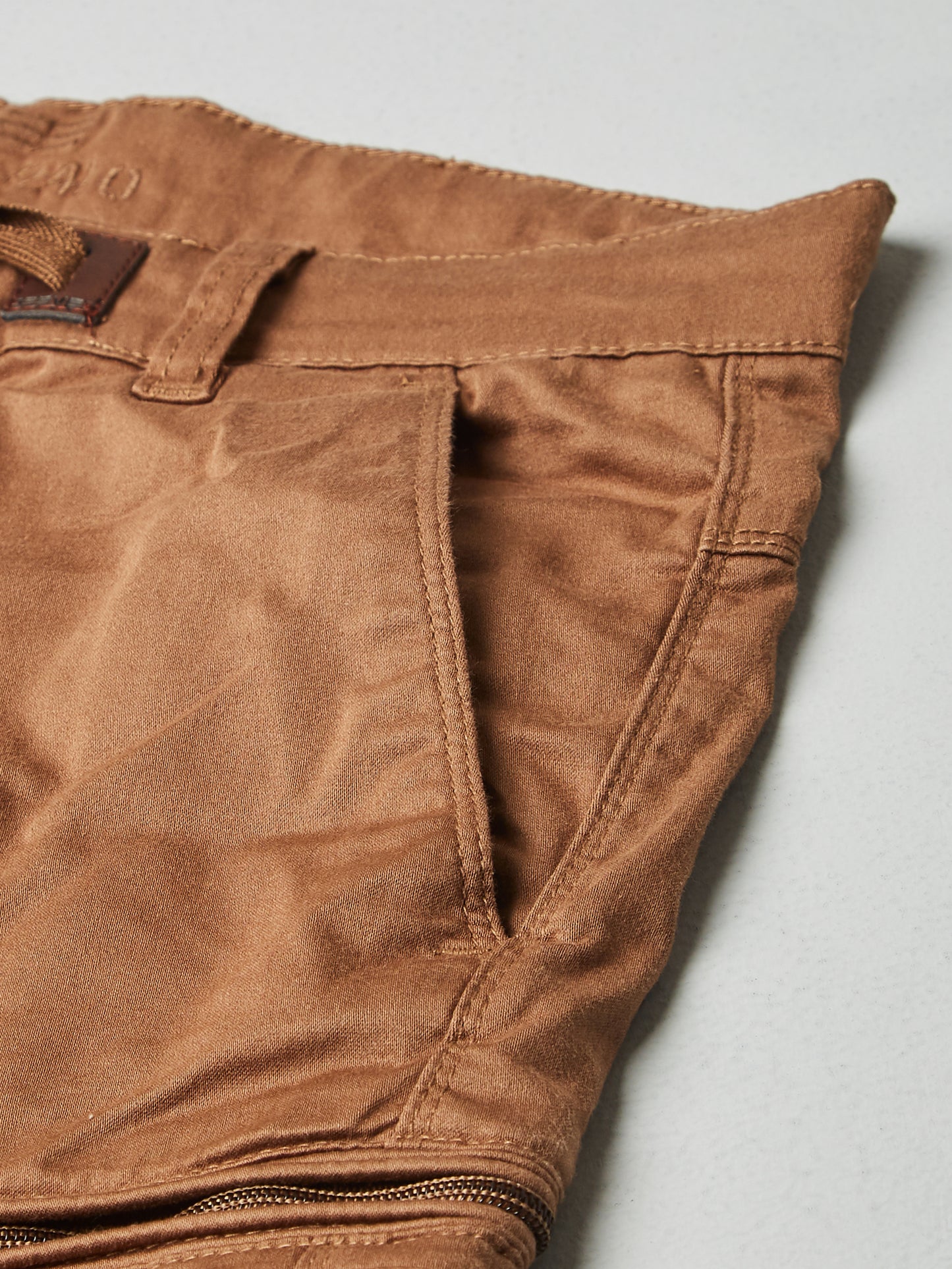 Multi Pocket Stretchable Brown Cargo