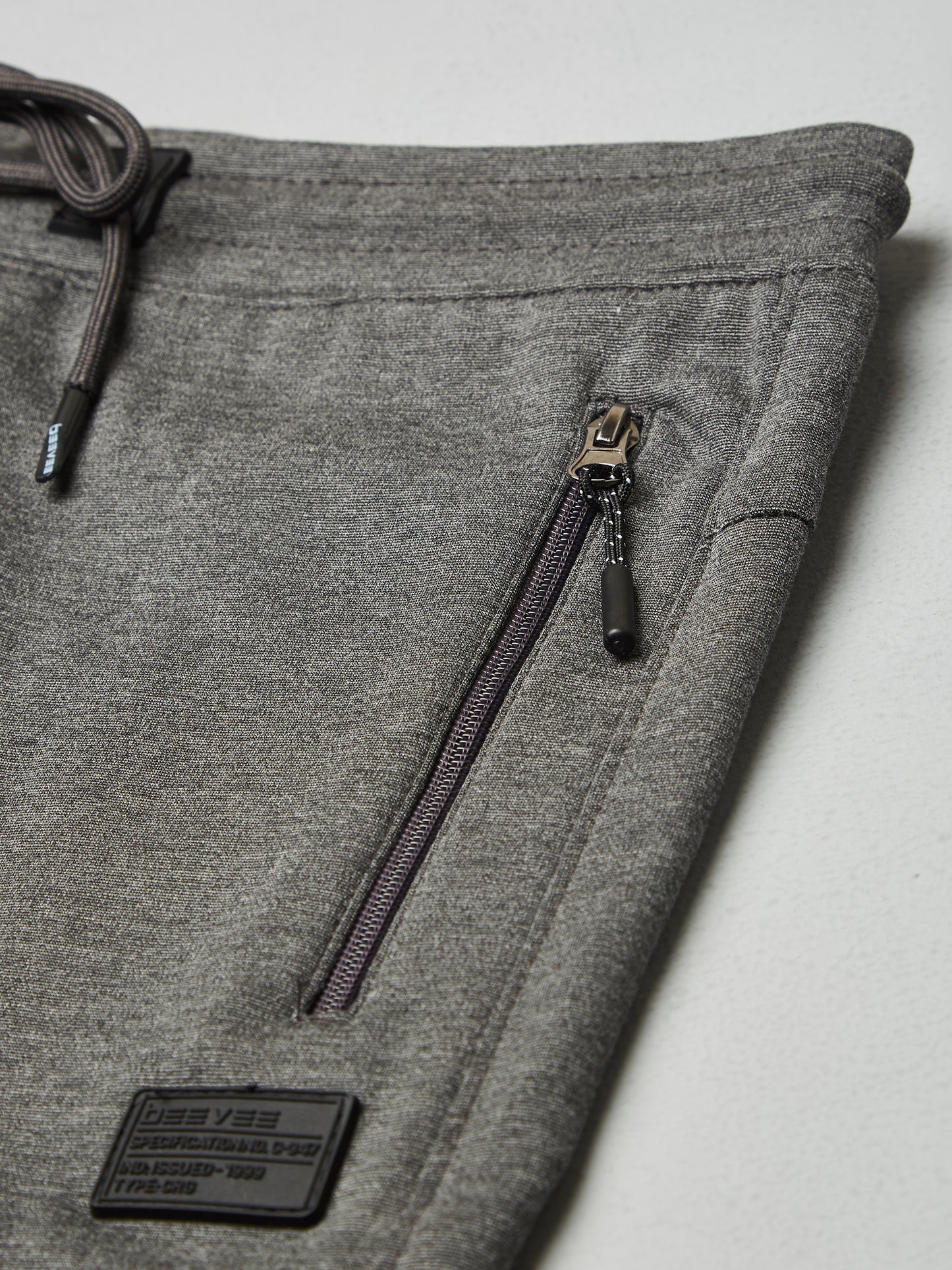 Men Printed Stretchable Track Pant-Grey Milange