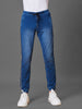 Elasticated Knit Denim Stretchable Light Blue Lounge Pants with Side tape