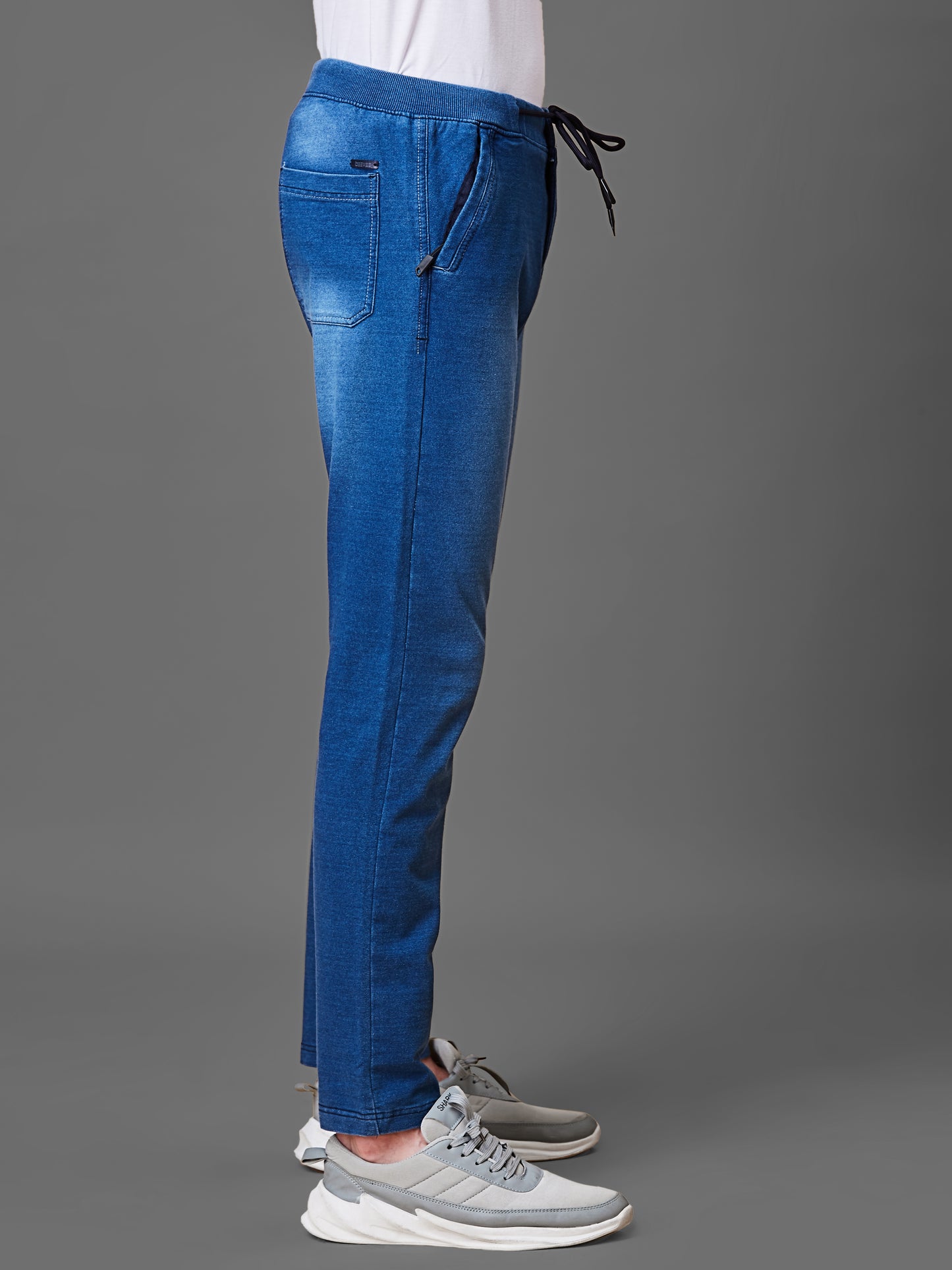 Elasticated Knit Denim Stretchable Light Blue Lounge Pants