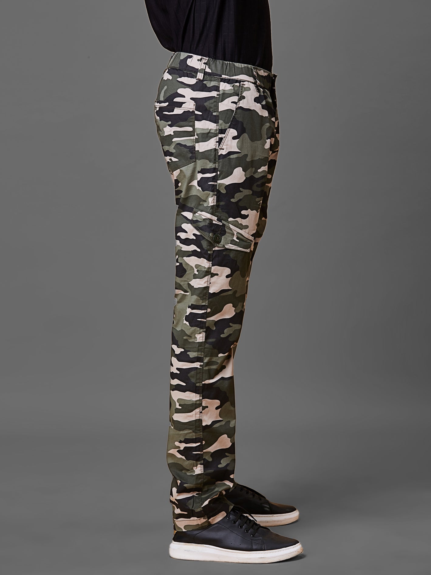 Elasticated Waist Multi Pocket Stretchable Camo Lounge Pants