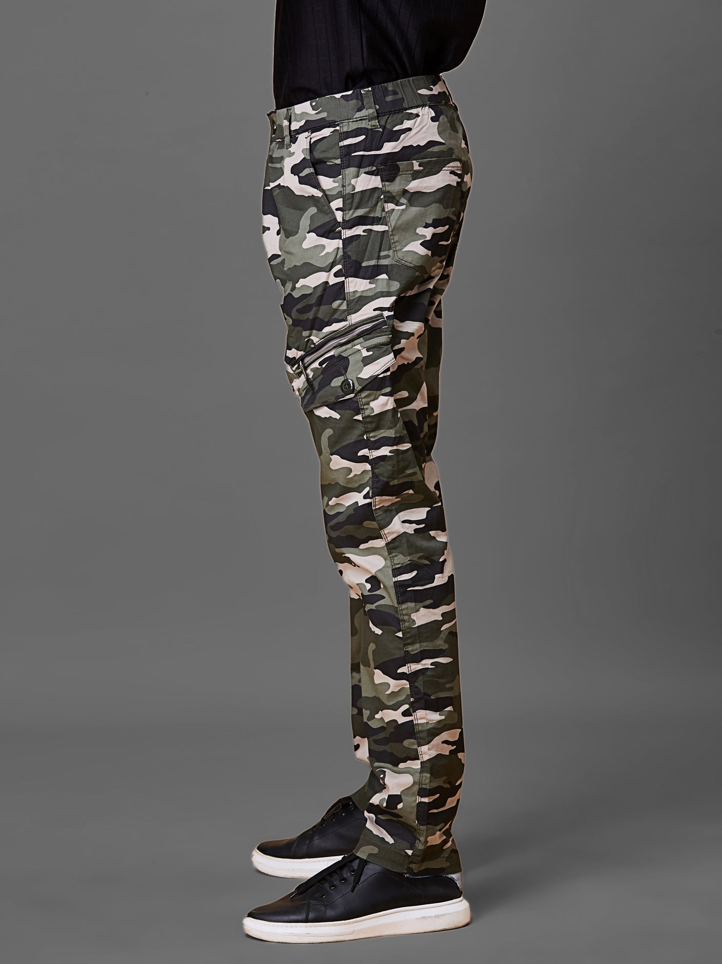 Elasticated Waist Multi Pocket Stretchable Camo Lounge Pants