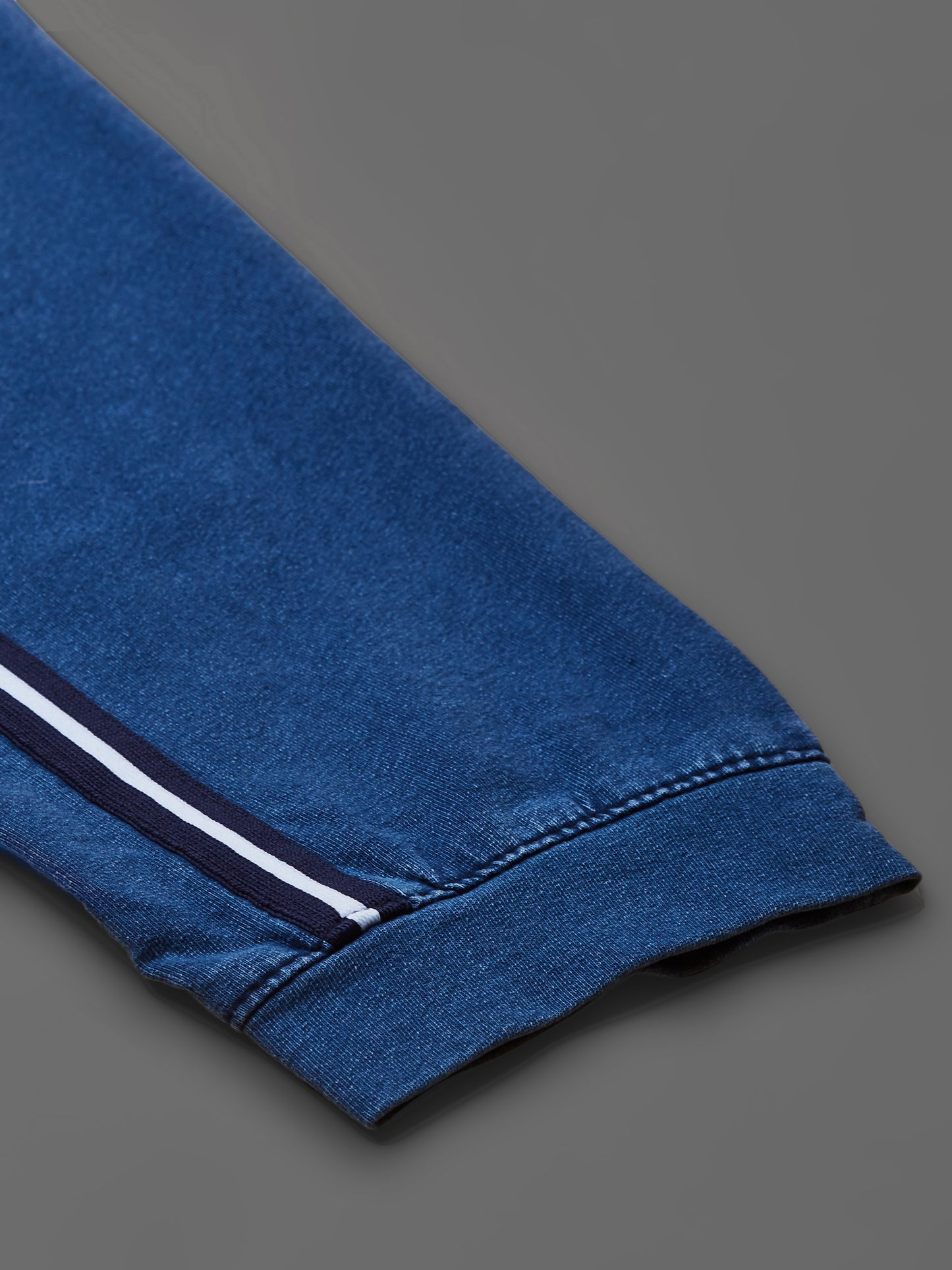 Elasticated Knit Denim Stretchable Light Blue Lounge Pants with Side tape