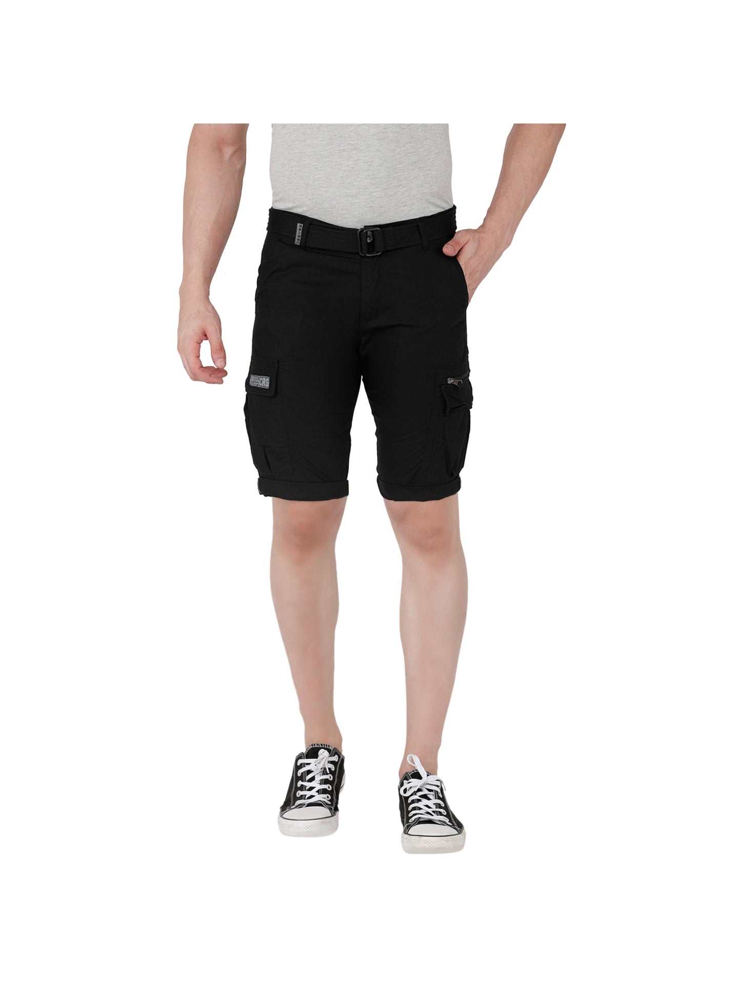 Solid Men Black Three Fourths