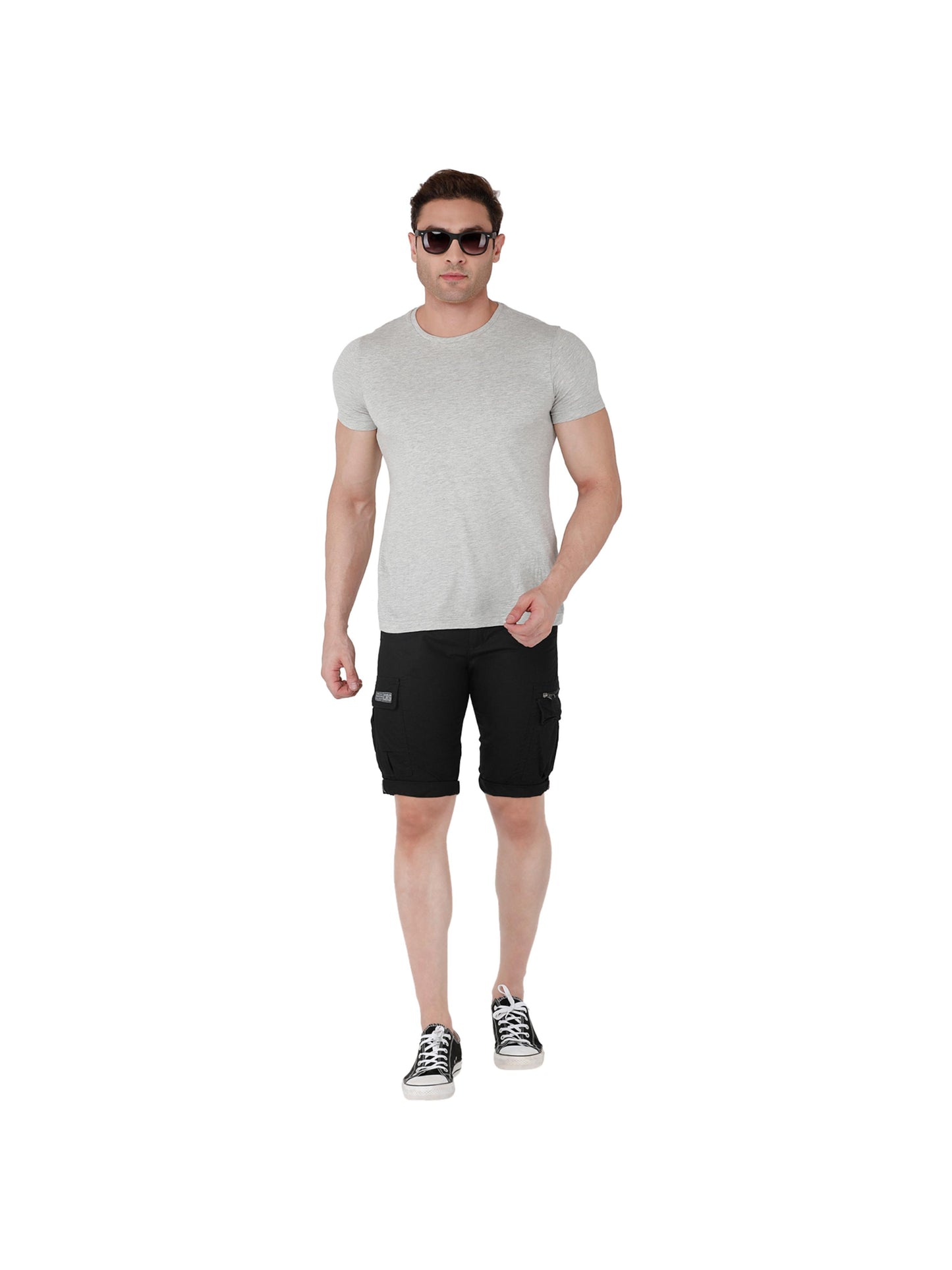 Solid Men Black Three Fourths