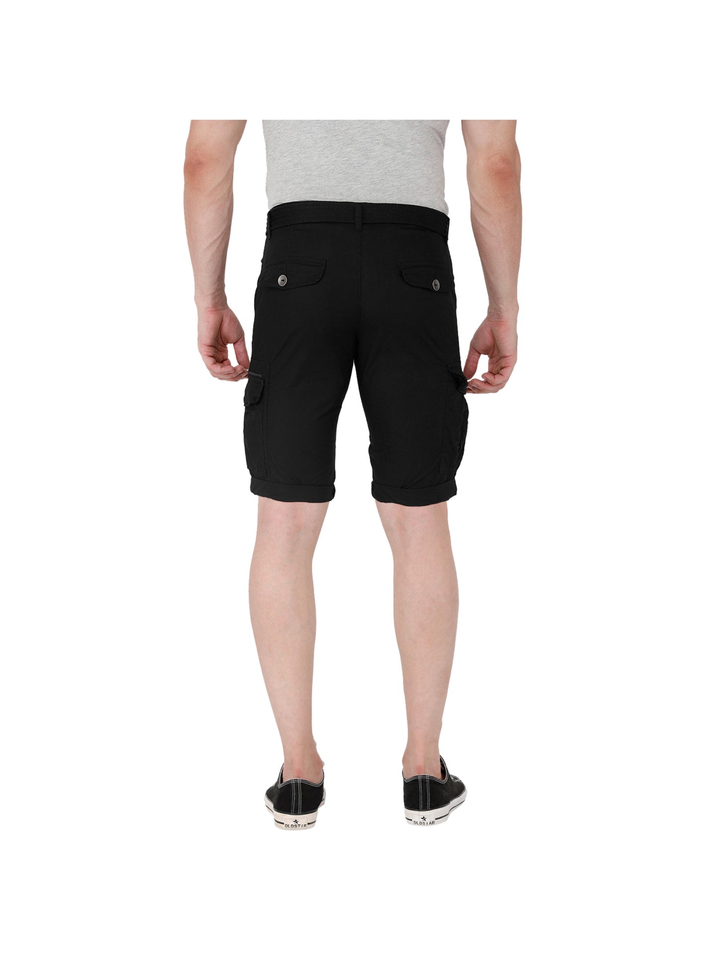 Solid Men Black Three Fourths