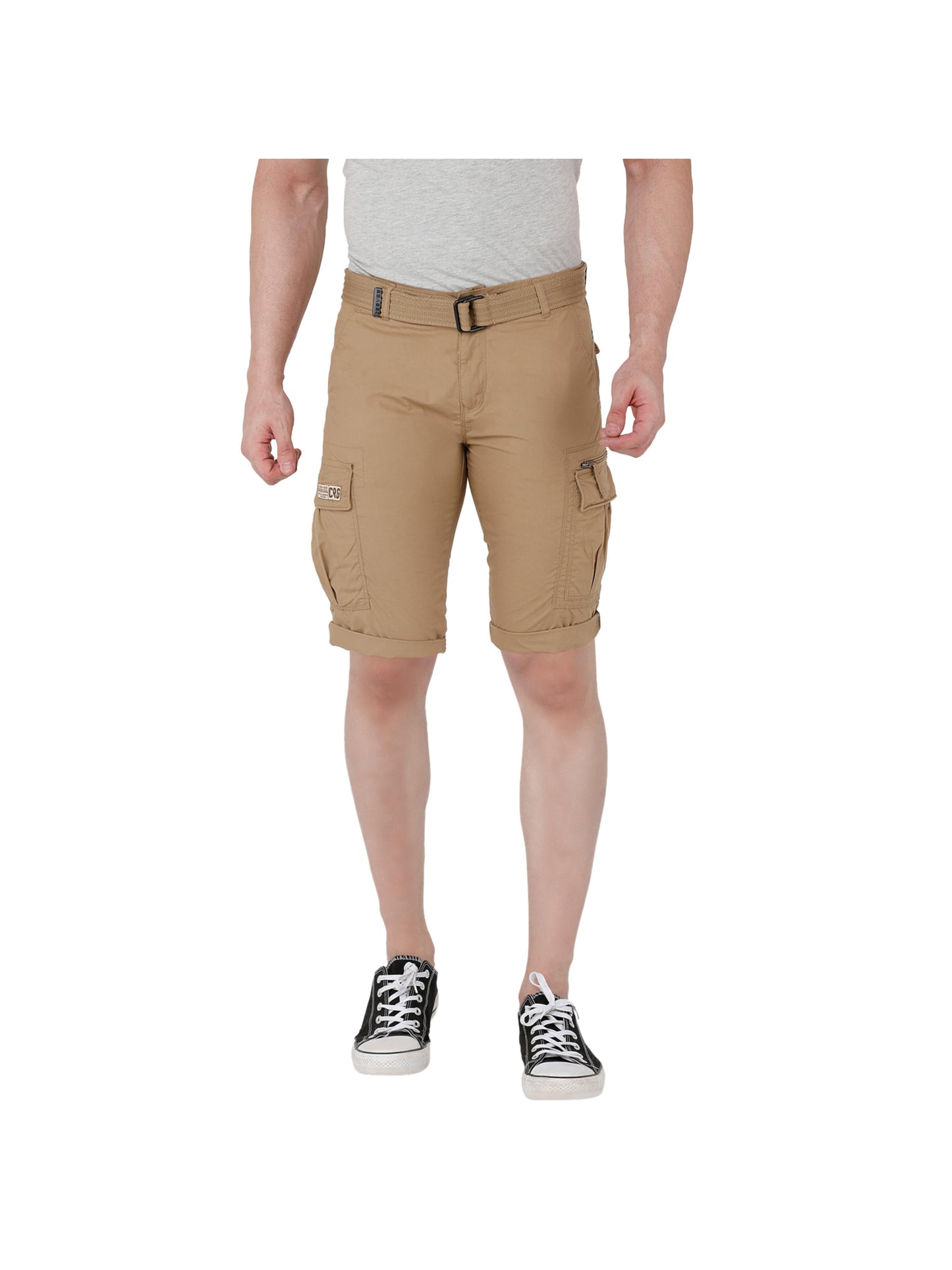 Solid Men Khaki Three Fourths