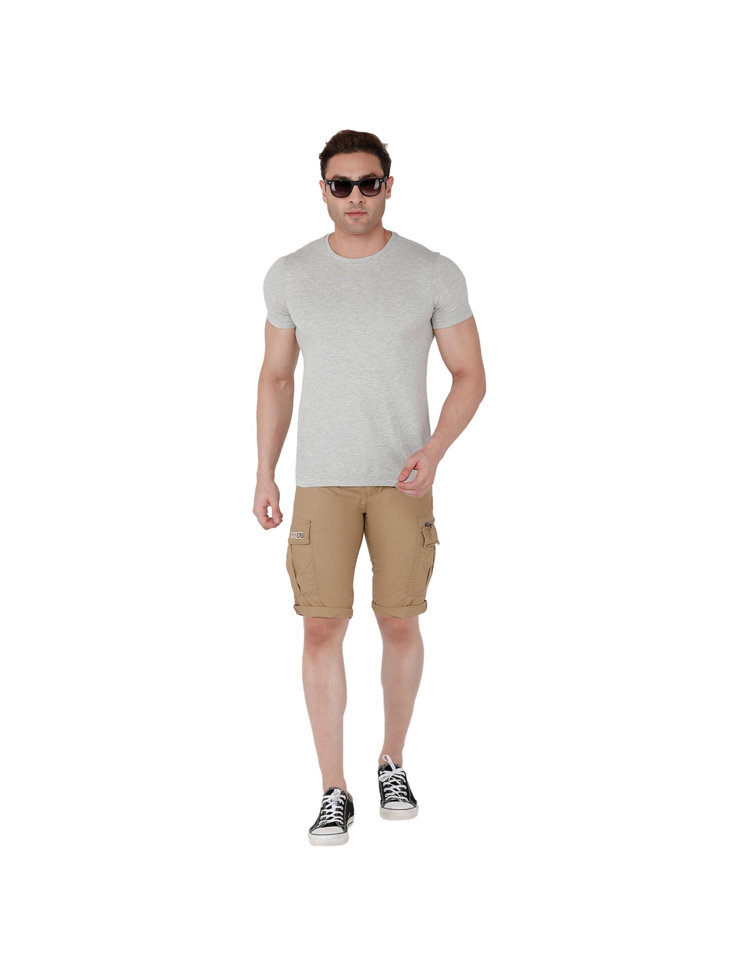 Solid Men Khaki Three Fourths