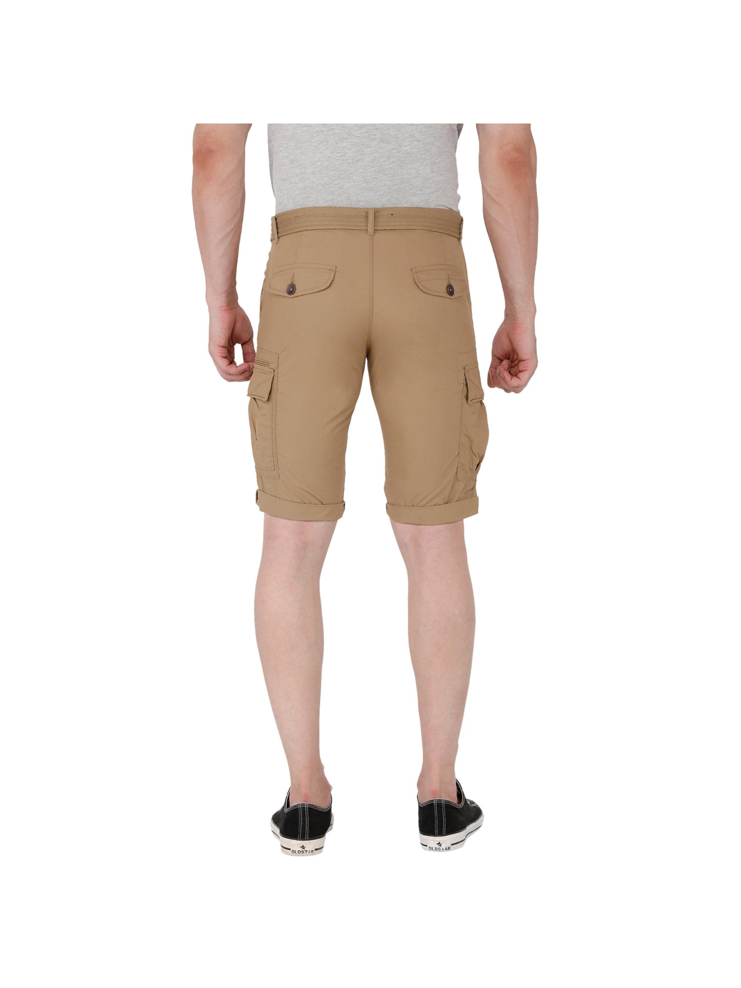 Solid Men Khaki Three Fourths