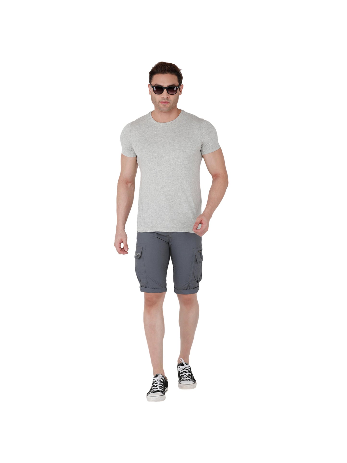 Solid Men Grey Three Fourths
