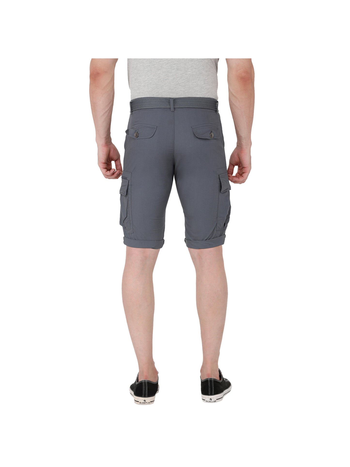 Solid Men Grey Three Fourths