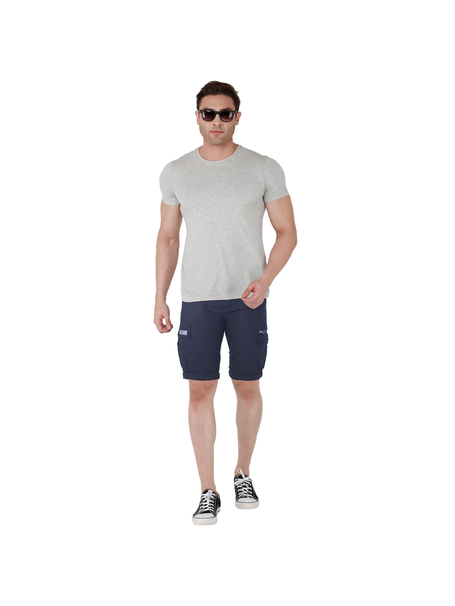 Solid Men Navy Three Fourths