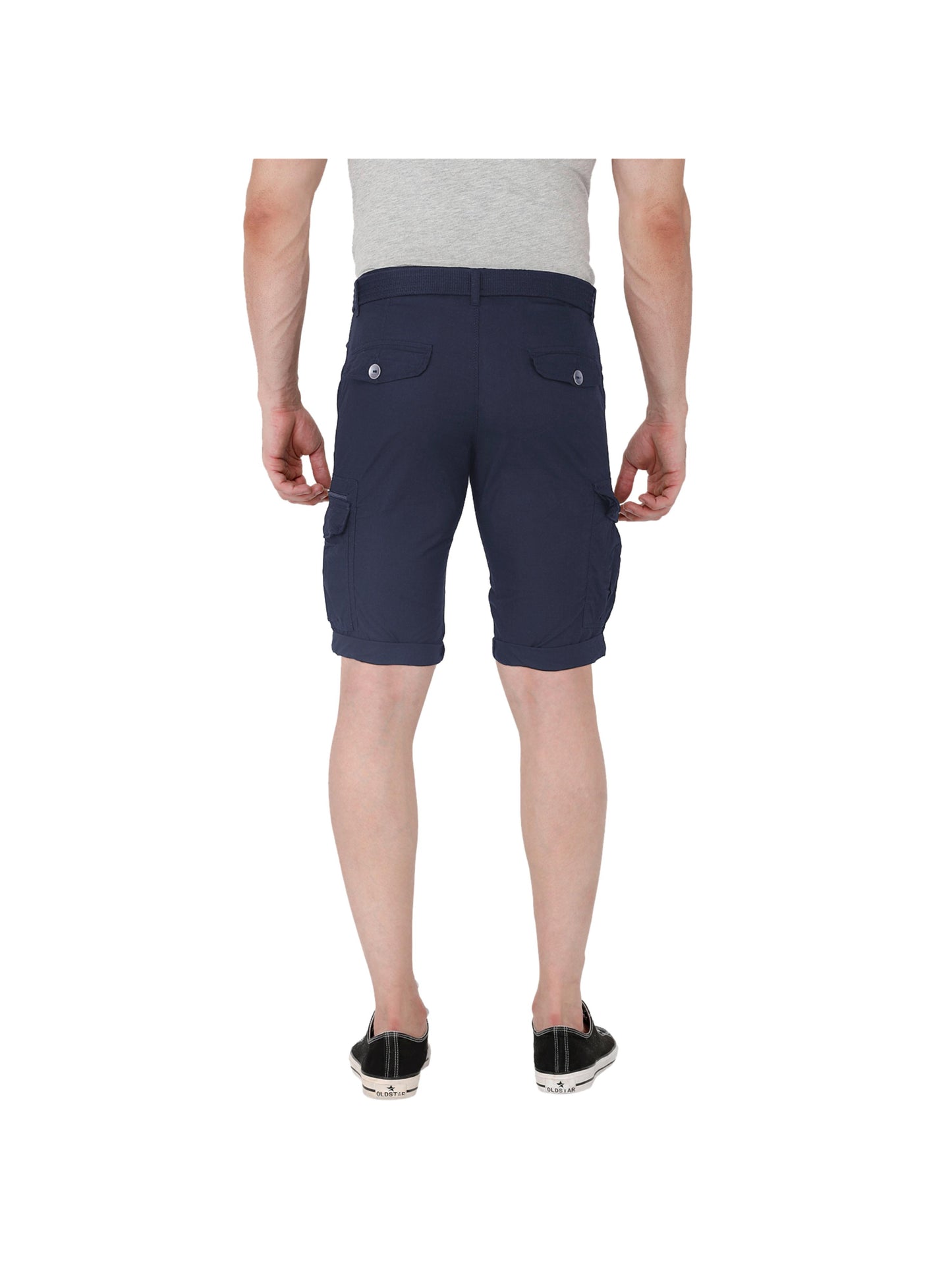 Solid Men Navy Three Fourths
