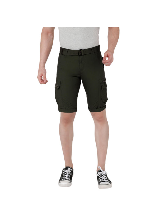 Solid Men Olive Three Fourths
