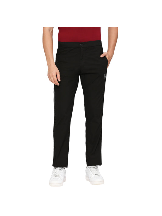 Men Black Solid Track Pants