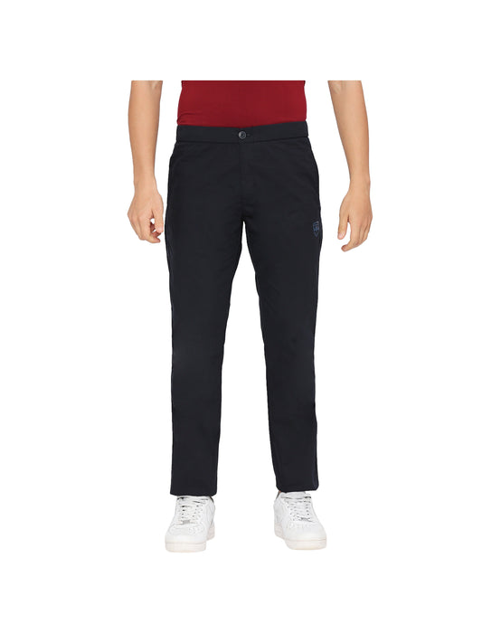 Men Navy Solid Track Pants