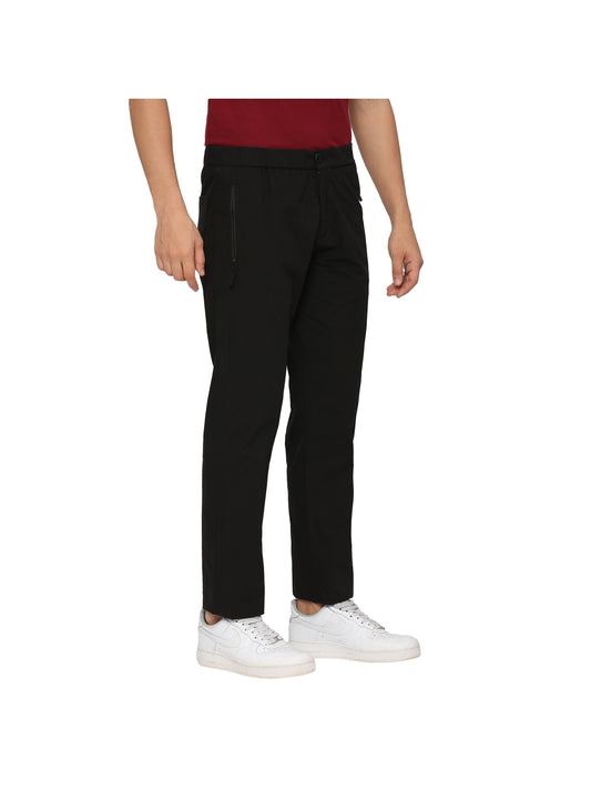 Men Black Solid Track Pants