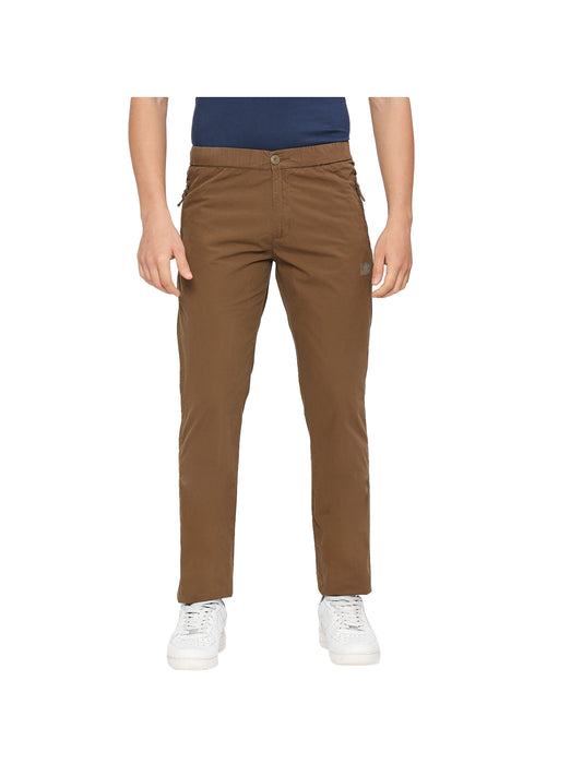 Men Brown Solid Track Pants