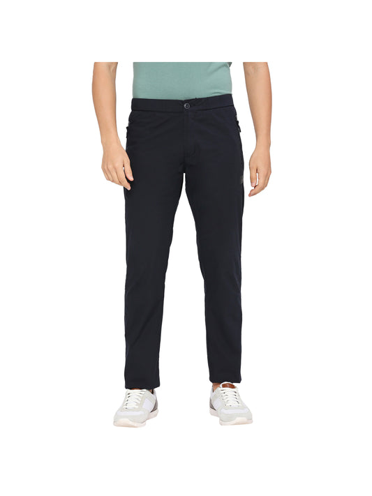 Men Navy Solid Track Pants
