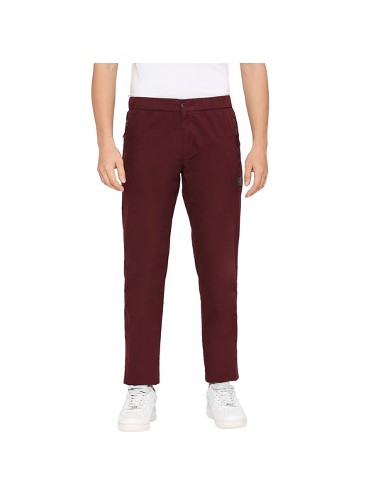 Men Wine Solid Track Pants
