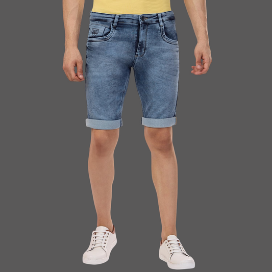 Light Blue Stretchable Denim Shorts